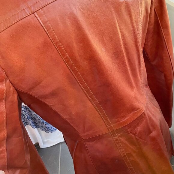 Vintage Brown Leather Jacket - The Bay - Western Gangster Style - Picture 8 of 9